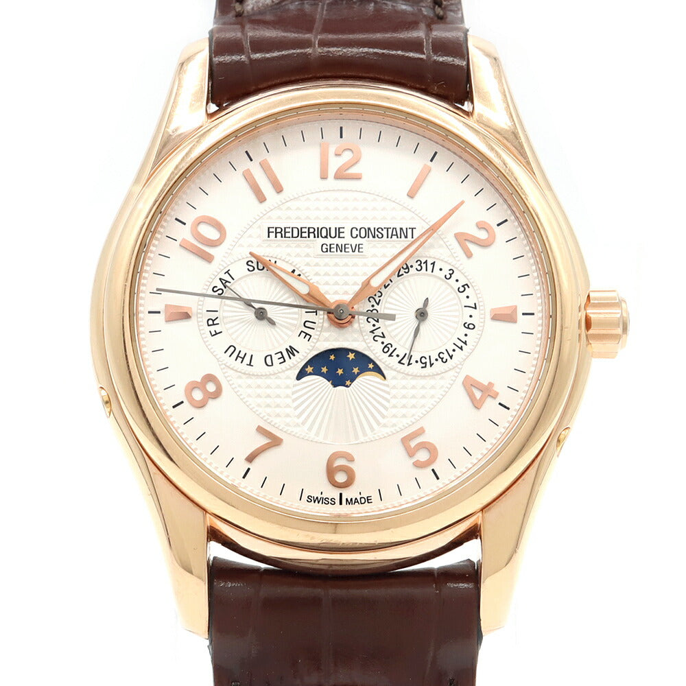 内部点検済 FREDERIQUE CONSTANT フレデリックコンスタント ランナバウト 1888本限定 FC-360XR6B4/6 デイデイト ムーンフェイズ 白 ホワイト YGP イエローゴールド 純正ベルト 純正尾錠 メンズ 自動巻き【6ヶ月保証】【腕時計】【中古】