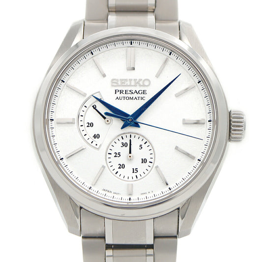 内部点検済 SEIKO セイコー プレザージュ プレステージライン 6R27-00H0 SARW041 パワーリザーブ デイト 100m防水 裏スケ シルバー Ti チタン メンズ 自動巻き プレサージュ【6ヶ月保証】【腕時計】【中古】