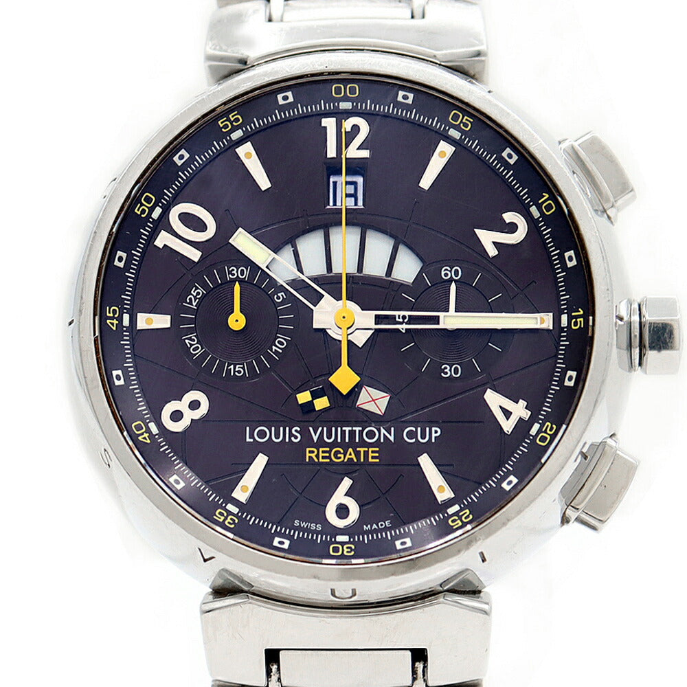 LOUIS VUITTON Tambour Regatta Chrono LV Cup Q1021 Date 100m Water Resistant Back Skew Brown Brown SS Stainless Steel Men's Automatic Winding [6 Month Warranty] [Watch] [Used]