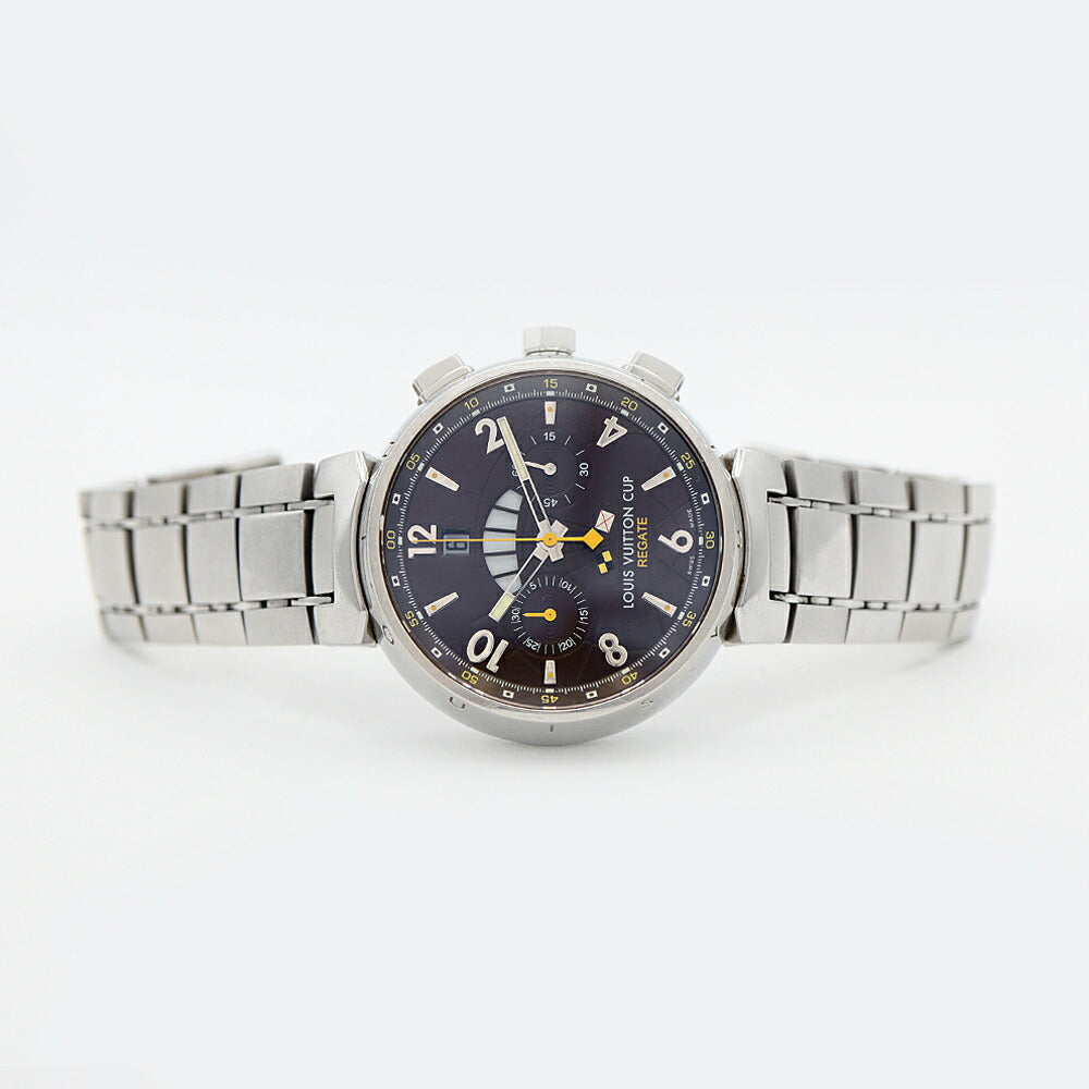 LOUIS VUITTON Tambour Regatta Chrono LV Cup Q1021 Date 100m Water Resistant Back Skew Brown Brown SS Stainless Steel Men's Automatic Winding [6 Month Warranty] [Watch] [Used]