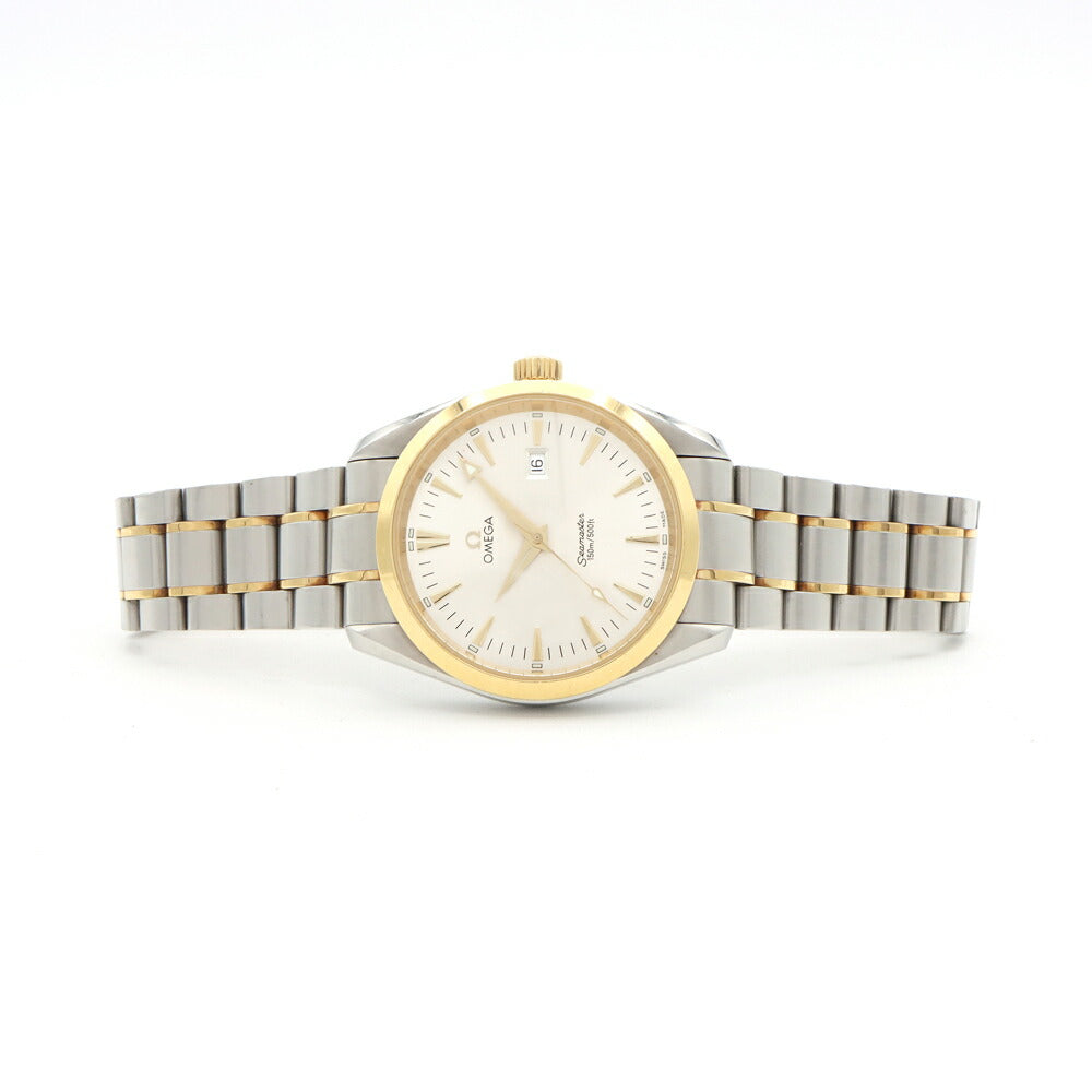 電池交換済 OMEGA オメガ シーマスター アクアテラ 2317.30 デイト 150m防水 シルバー YG イエローゴールド SS ステンレス コンビ メンズ クォーツ【6ヶ月保証】【腕時計】【中古】