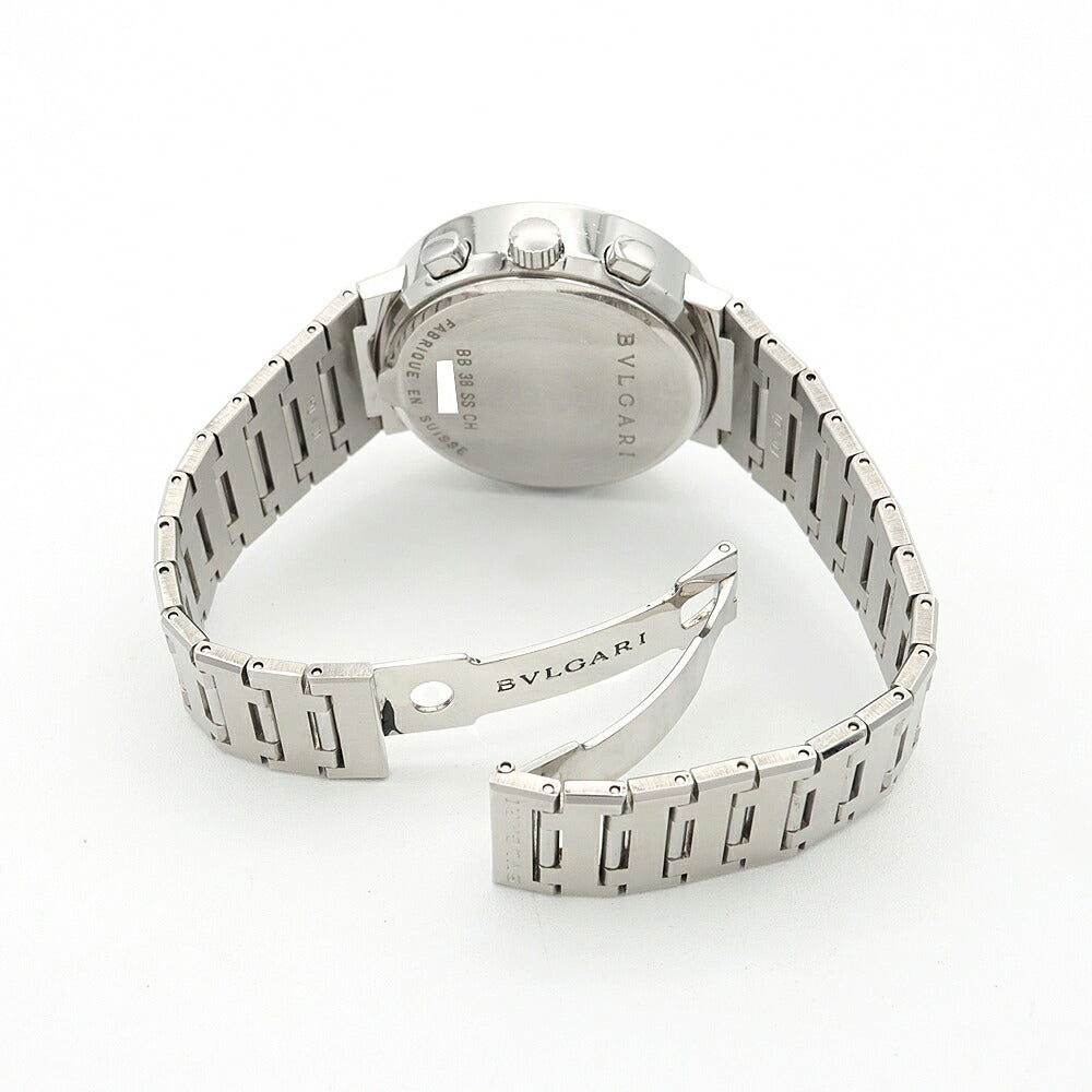 内部点検済 BVLGARI ブルガリ ブルガリブルガリ クロノグラフ BB38SSCH デイト 30m防水 黒 ブラック SS ステンレス メンズ 自動巻き【6ヶ月保証】【腕時計】【中古】