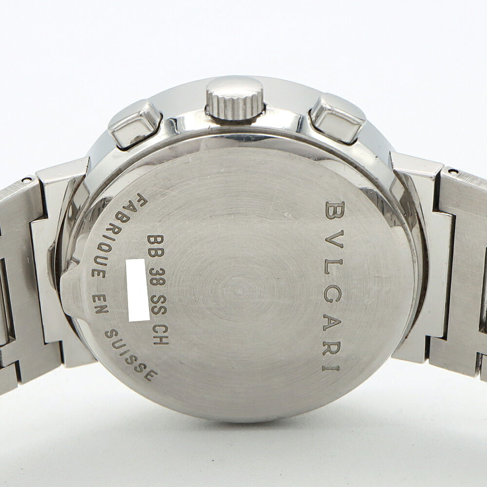 内部点検済 BVLGARI ブルガリ ブルガリブルガリ クロノグラフ BB38SSCH デイト 30m防水 黒 ブラック SS ステンレス メンズ 自動巻き【6ヶ月保証】【腕時計】【中古】