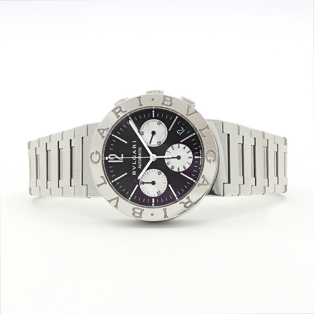 内部点検済 BVLGARI ブルガリ ブルガリブルガリ クロノグラフ BB38SSCH デイト 30m防水 黒 ブラック SS ステンレス メンズ 自動巻き【6ヶ月保証】【腕時計】【中古】