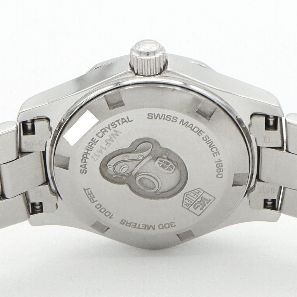 電池交換済 TAG Heuer タグホイヤー アクアレーサー WAF1417 300ｍ防水 デイト 青 ブルーシェル SS ステンレス レディース クォーツ【6ヶ月保証】【腕時計】【中古】