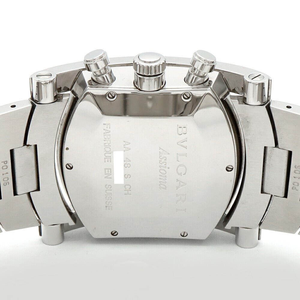 BVLGARI ブルガリ アショーマ クロノグラフ AA48SCH スモールセコンド デイト ブルー グレー SS ステンレス メンズ 自動巻き【6ヶ月保証】【腕時計】【中古】