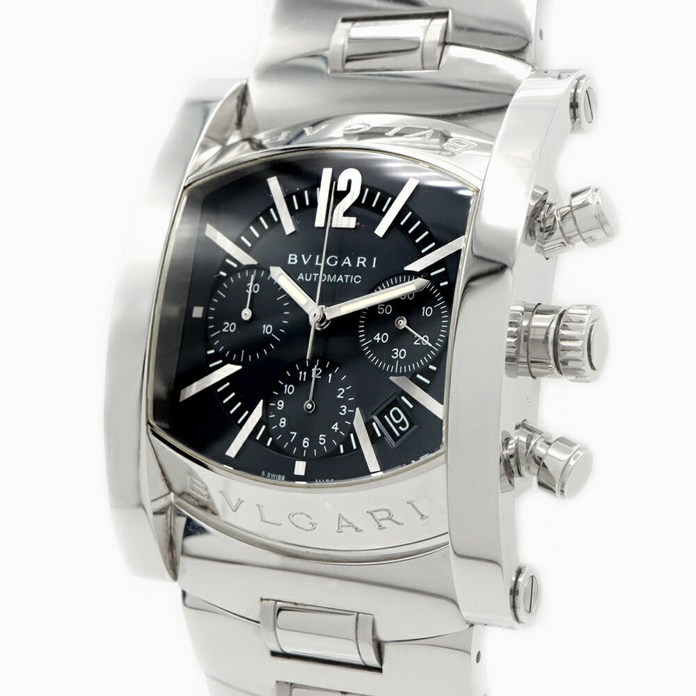 BVLGARI ブルガリ アショーマ クロノグラフ AA48SCH スモールセコンド デイト ブルー グレー SS ステンレス メンズ 自動巻き【6ヶ月保証】【腕時計】【中古】