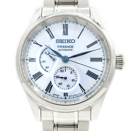 SEIKO セイコー プレザージュ 有田焼ダイアル限定モデル 2000本限定 6R27-00V0 裏スケ 100m防水 パワーリザーブ 白 ホワイト SS ステンレス メンズ 自動巻き プレサージュ【6ヶ月保証】【腕時計】【中古】