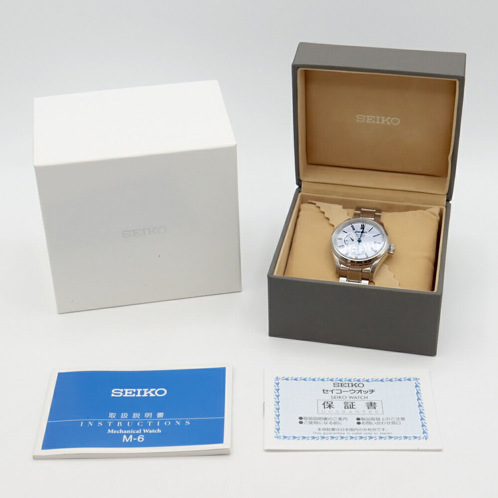 SEIKO セイコー プレザージュ 有田焼ダイアル限定モデル 2000本限定 6R27-00V0 裏スケ 100m防水 パワーリザーブ 白 ホワイト SS ステンレス メンズ 自動巻き プレサージュ【6ヶ月保証】【腕時計】【中古】