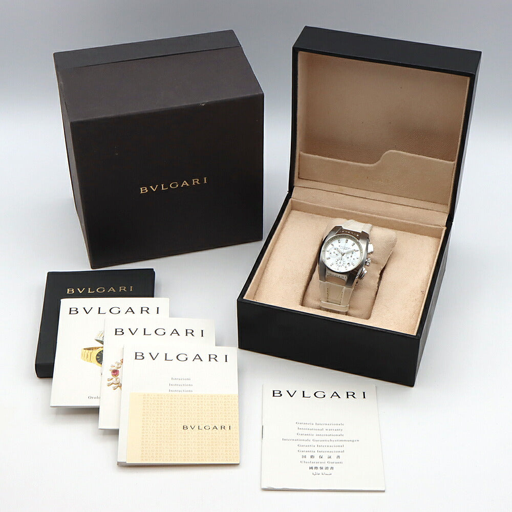 BVLGARI BVLGARI Ergon Chronograph EG35SCH Diamond 21P Diamond Date White White Shell SS Stainless Steel Genuine Belt Genuine Buckle Men Women Boys Automatic Winding [6 Month Warranty] [Watch] [Used]