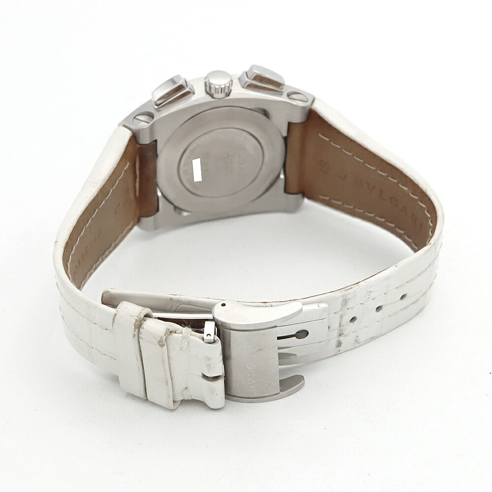 BVLGARI ブルガリ エルゴン クロノグラフ EG35SCH ダイヤモンド 21Pダイヤ デイト 白 ホワイトシェル SS ステンレス 純正ベルト 純正尾錠 メンズ レディース ボーイズ 自動巻き【6ヶ月保証】【腕時計】【中古】