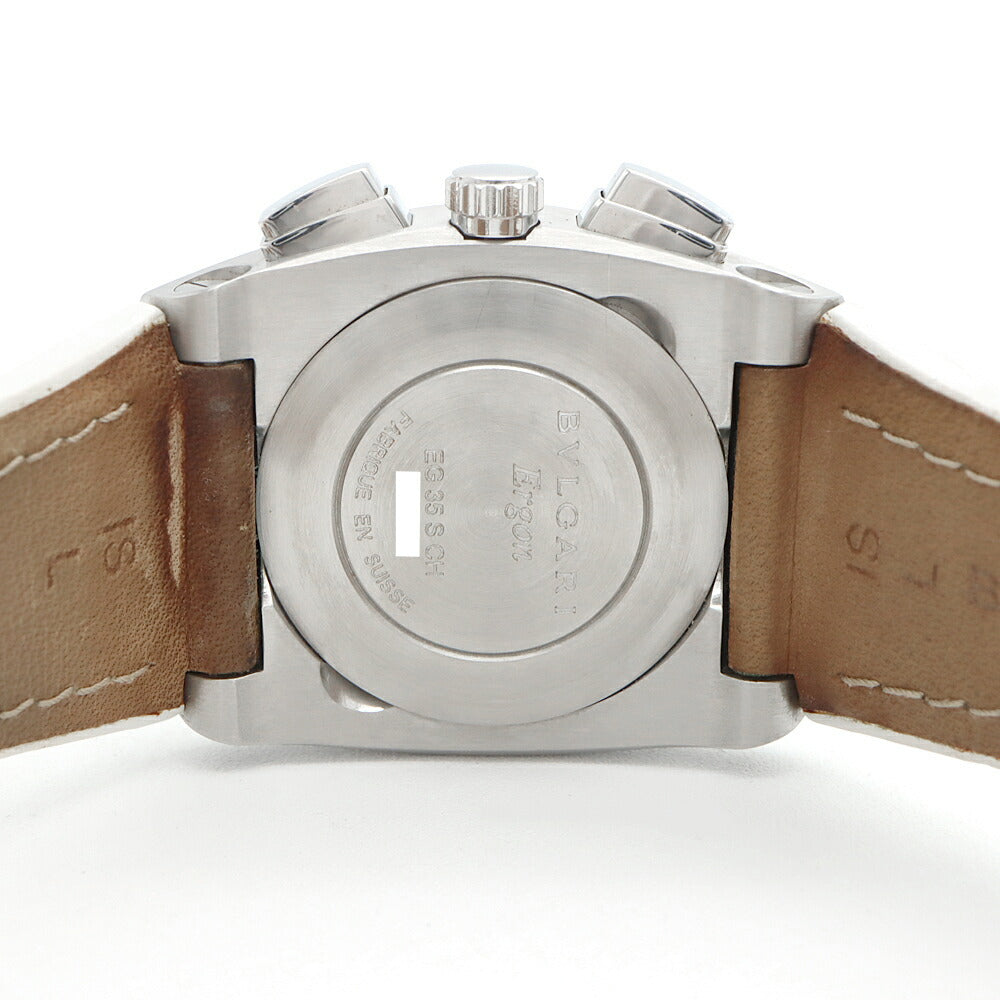 BVLGARI ブルガリ エルゴン クロノグラフ EG35SCH ダイヤモンド 21Pダイヤ デイト 白 ホワイトシェル SS ステンレス 純正ベルト 純正尾錠 メンズ レディース ボーイズ 自動巻き【6ヶ月保証】【腕時計】【中古】