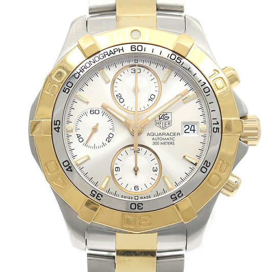 TAG Heuer タグホイヤー アクアレーサー クロノグラフ CAF2120 デイト 300m防水 シルバー SS ステンレス YGP イエローゴールド コンビ メンズ 自動巻き【6ヶ月保証】【腕時計】【中古】