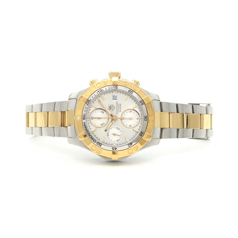 TAG Heuer タグホイヤー アクアレーサー クロノグラフ CAF2120 デイト 300m防水 シルバー SS ステンレス YGP イエローゴールド コンビ メンズ 自動巻き【6ヶ月保証】【腕時計】【中古】