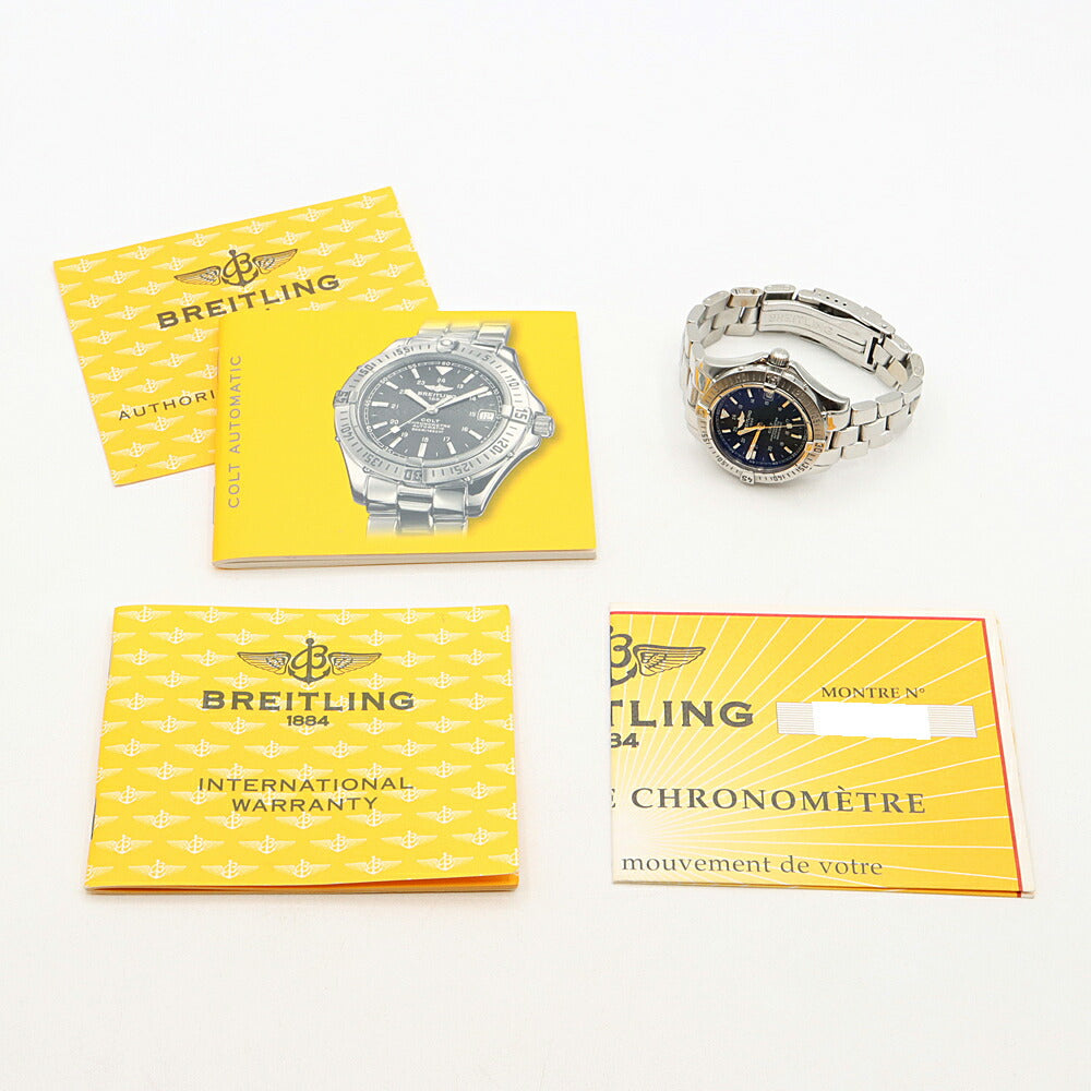 内部点検済 BREITLING ブライトリング コルトオーシャン A17350 デイト 500m防水 黒 ブラック SS ステンレス メンズ 自動巻き【6ヶ月保証】【腕時計】【中古】