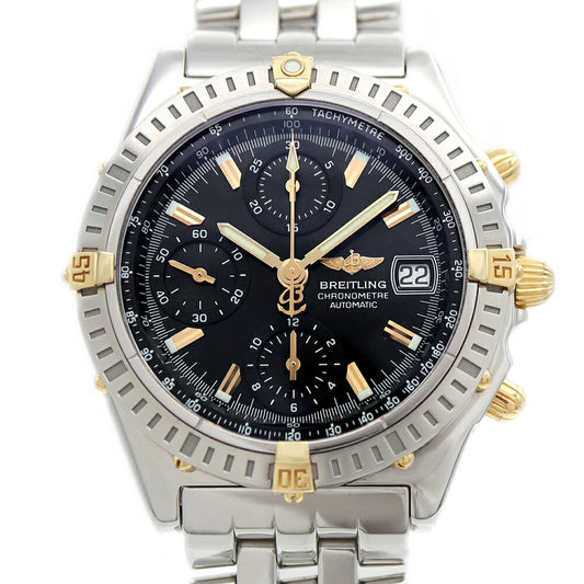 BREITLING ブライトリング クロノマット ビコロ B13352 クロノグラフ デイト 100m防水 黒 ブラック SS ステンレス YG イエローゴールド コンビ メンズ 自動巻き【6ヶ月保証】【腕時計】【中古】