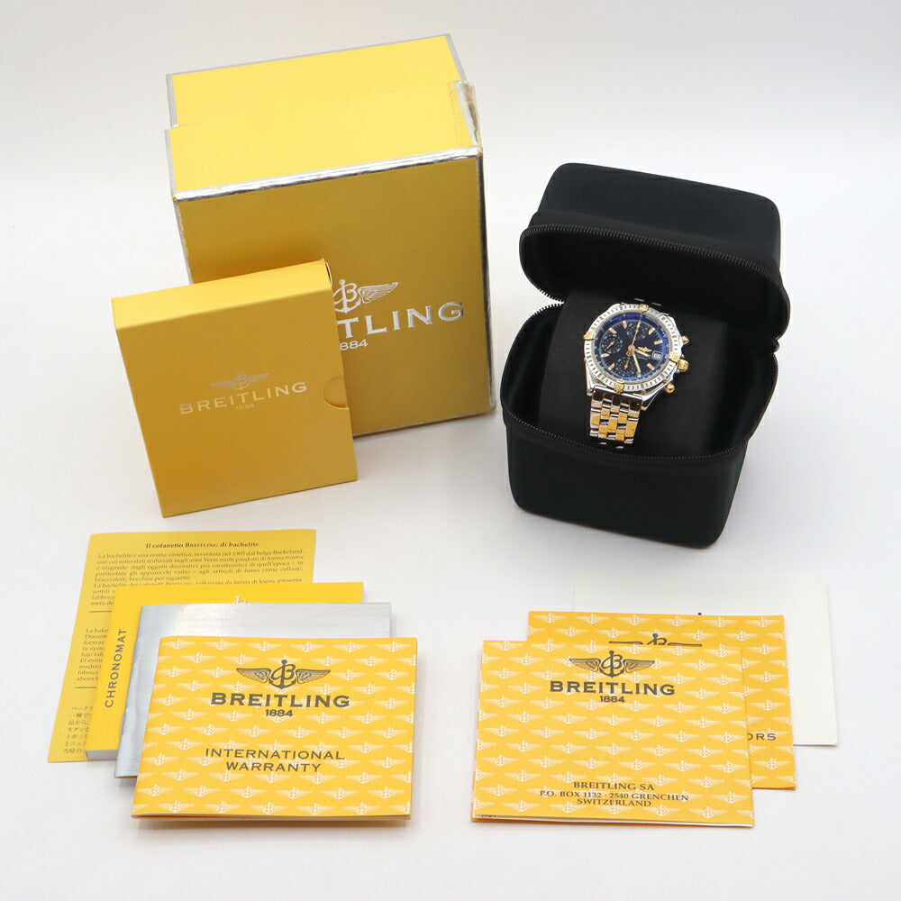 BREITLING ブライトリング クロノマット ビコロ B13352 クロノグラフ デイト 100m防水 黒 ブラック SS ステンレス YG イエローゴールド コンビ メンズ 自動巻き【6ヶ月保証】【腕時計】【中古】