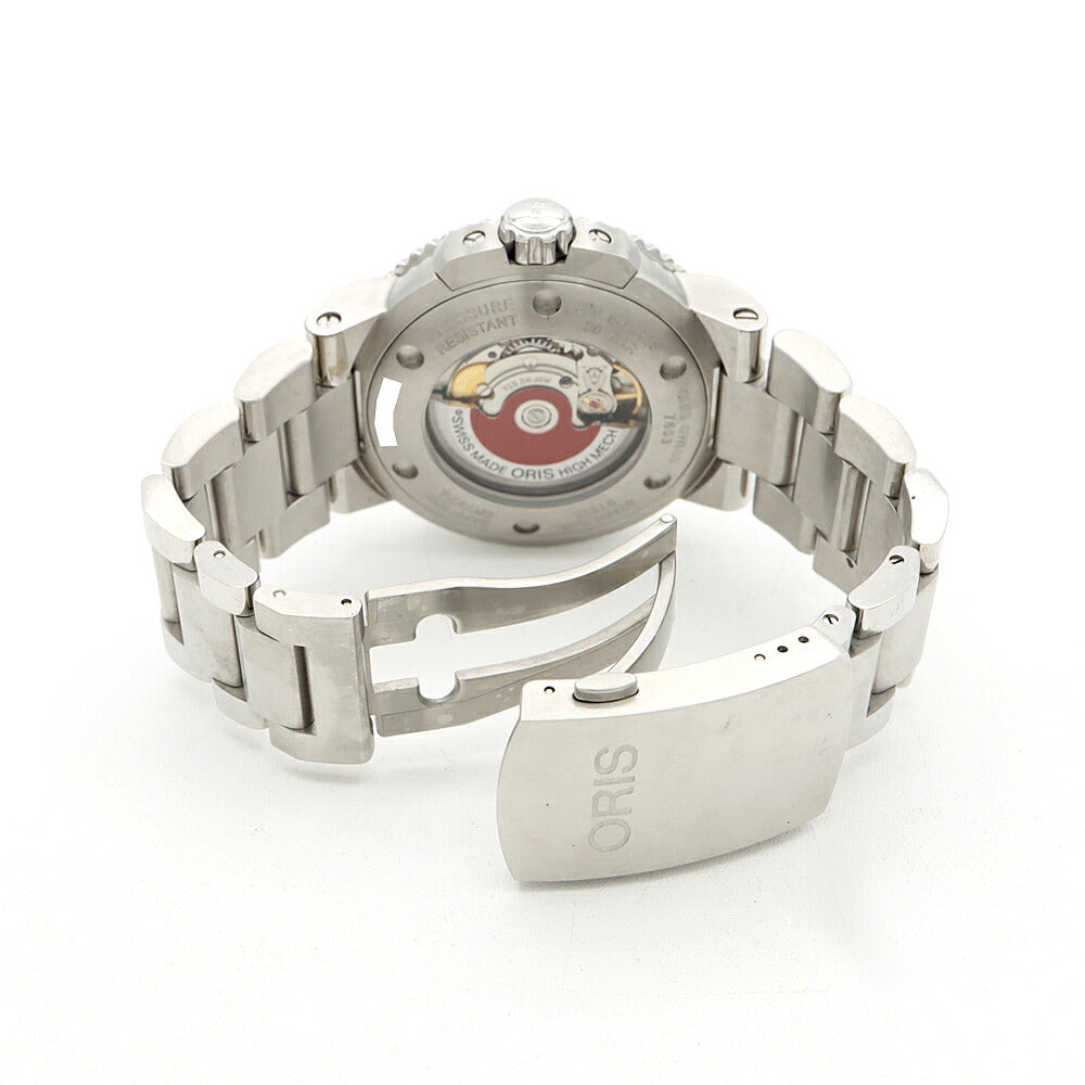 ORIS オリス アクイス デイト 7653 300m防水 裏スケ グレー グリーン SS ステンレス CE セラミック メンズ 自動巻き【6ヶ月保証】【腕時計】【中古】