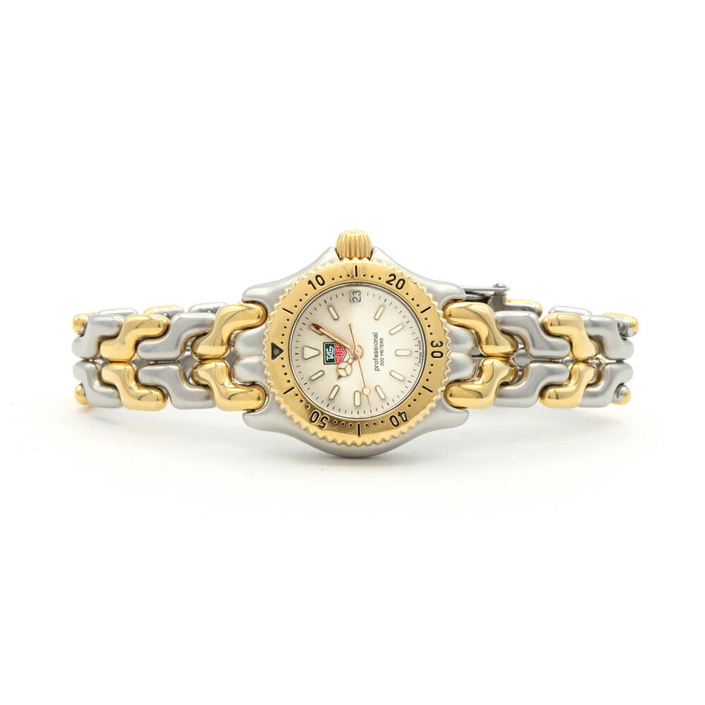 電池交換済 TAG Heuer タグホイヤー S/el プロフェッショナル S95.708 デイト 200m防水 アイボリー SS ステンレス YGP イエローゴールド コンビ レディース クォーツ【6ヶ月保証】【腕時計】【中古】