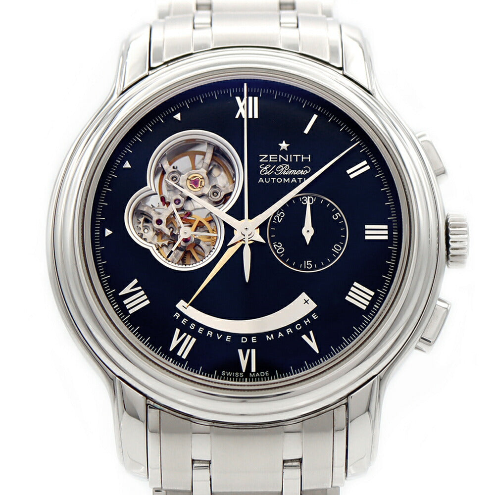 ZENITH ゼニス エルプリメロ クロノマスター XXTオープン クロノグラフ 03.1260.4021 スモールセコンド パワーリザーブ 黒 ブラック SS ステンレス メンズ 自動巻き【6ヶ月保証】【腕時計】【中古】