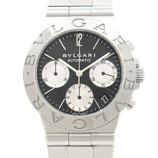 BVLGARI ブルガリ ディアゴノ スポーツ クロノグラフ CH35S デイト 黒 ブラック SS ステンレス メンズ 自動巻き【6ヶ月保証】【腕時計】【中古】