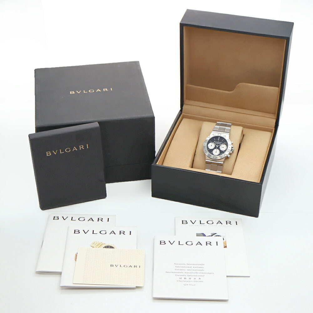 BVLGARI ブルガリ ディアゴノ スポーツ クロノグラフ CH35S デイト 黒 ブラック SS ステンレス メンズ 自動巻き【6ヶ月保証】【腕時計】【中古】
