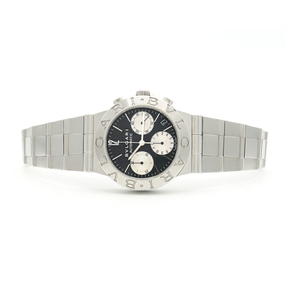 BVLGARI ブルガリ ディアゴノ スポーツ クロノグラフ CH35S デイト 黒 ブラック SS ステンレス メンズ 自動巻き【6ヶ月保証】【腕時計】【中古】