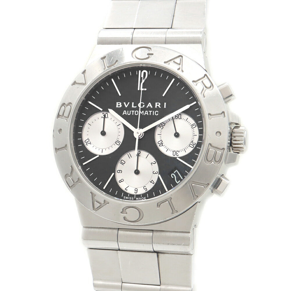 BVLGARI ブルガリ ディアゴノ スポーツ クロノグラフ CH35S デイト 黒 ブラック SS ステンレス メンズ 自動巻き【6ヶ月保証】【腕時計】【中古】