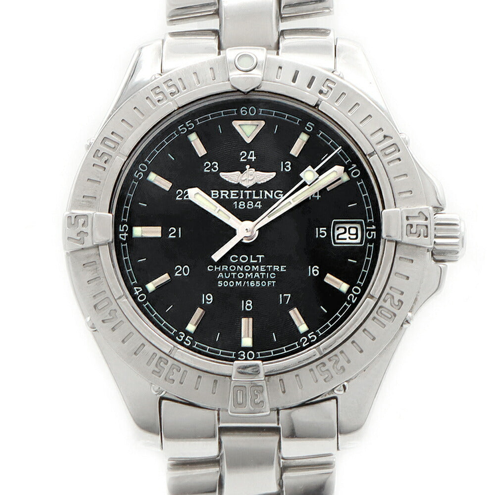 BREITLING ブライトリング コルトオーシャン A17350 デイト 500m防水 黒 ブラック SS ステンレス メンズ 自動巻き【6ヶ月保証】【腕時計】【中古】
