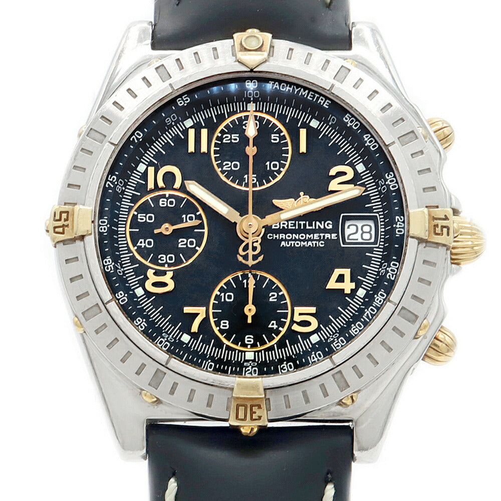 内部点検済 BREITLING ブライトリング クロノマット ビコロ B13352 クロノグラフ デイト 100m防水 黒 ブラック SS ステンレス YG イエローゴールド コンビ 純正尾錠 メンズ 自動巻き【6ヶ月保証】【腕時計】【中古】