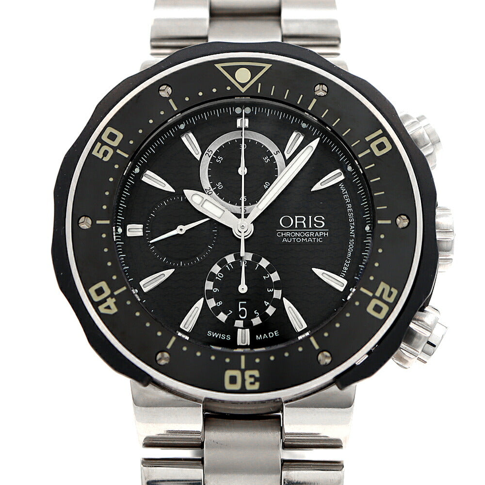 ORIS オリス プロダイバー クロノグラフ 01 674 7630 7154-Set 1000ｍ防水 デイト 黒 ブラック Ti チタン CE セラミック メンズ 自動巻き【6ヶ月保証】【腕時計】【中古】
