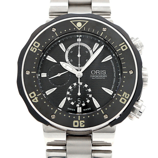 ORIS オリス プロダイバー クロノグラフ 01 674 7630 1000ｍ防水 デイト 黒 ブラック Ti チタン CE セラミック メンズ 自動巻き【6ヶ月保証】【腕時計】【中古】
