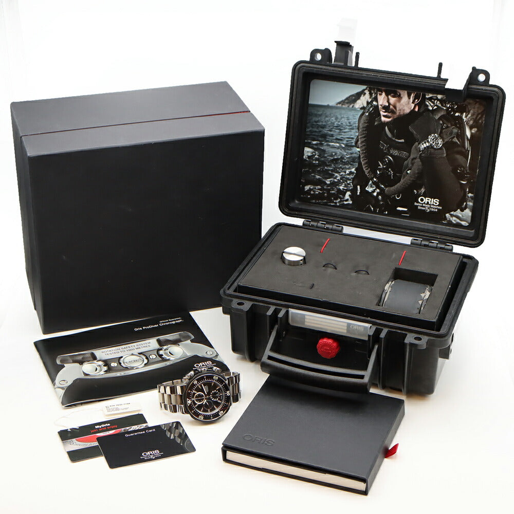 ORIS オリス プロダイバー クロノグラフ 01 674 7630 7154-Set 1000ｍ防水 デイト 黒 ブラック Ti チタン CE セラミック メンズ 自動巻き【6ヶ月保証】【腕時計】【中古】
