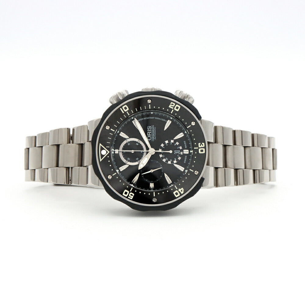 ORIS オリス プロダイバー クロノグラフ 01 674 7630 7154-Set 1000ｍ防水 デイト 黒 ブラック Ti チタン CE セラミック メンズ 自動巻き【6ヶ月保証】【腕時計】【中古】