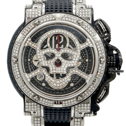 AQUANAUTIC アクアノウティック サブコマンダー クロノ KRP32NGRFDMT02SH ダイヤモンド ダイヤスカルマスク ダイヤベルト クロノグラフ デイデイト 裏スケ 黒 ブラック SS ステンレス メンズ 自動巻き 【6ヶ月保証】【腕時計】【中古】