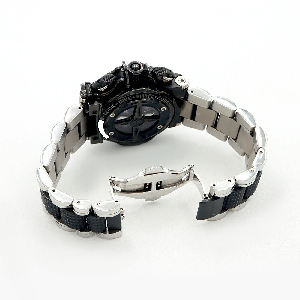 AQUANAUTIC アクアノウティック サブコマンダー クロノ KRP32NGRFDMT02SH ダイヤモンド ダイヤスカルマスク ダイヤベルト クロノグラフ デイデイト 裏スケ 黒 ブラック SS ステンレス メンズ 自動巻き 【6ヶ月保証】【腕時計】【中古】