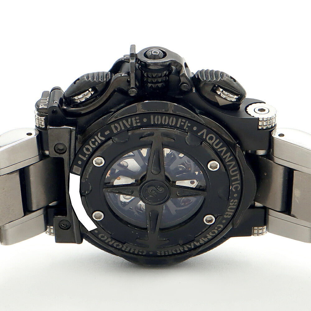 AQUANAUTIC アクアノウティック サブコマンダー クロノ KRP32NGRFDMT02SH ダイヤモンド ダイヤスカルマスク ダイヤベルト クロノグラフ デイデイト 裏スケ 黒 ブラック SS ステンレス メンズ 自動巻き 【6ヶ月保証】【腕時計】【中古】
