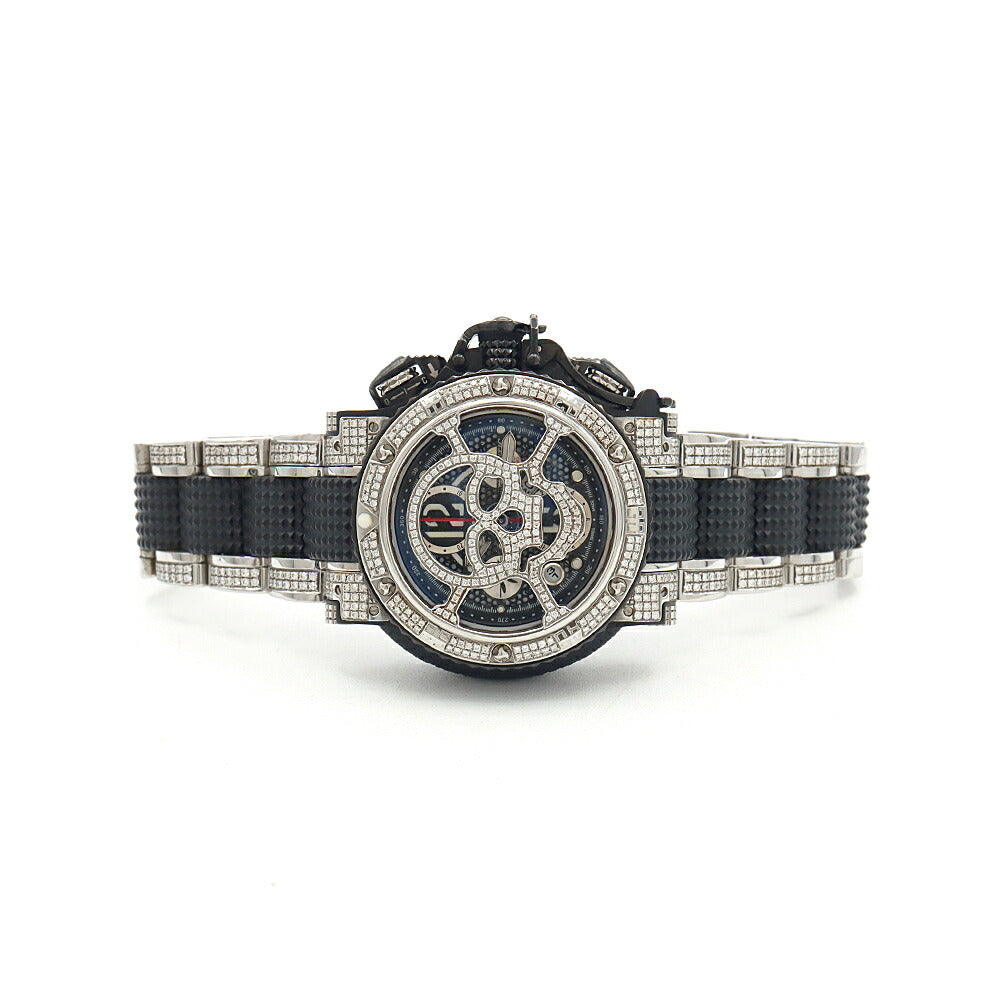 AQUANAUTIC アクアノウティック サブコマンダー クロノ KRP32NGRFDMT02SH ダイヤモンド ダイヤスカルマスク ダイヤベルト クロノグラフ デイデイト 裏スケ 黒 ブラック SS ステンレス メンズ 自動巻き 【6ヶ月保証】【腕時計】【中古】