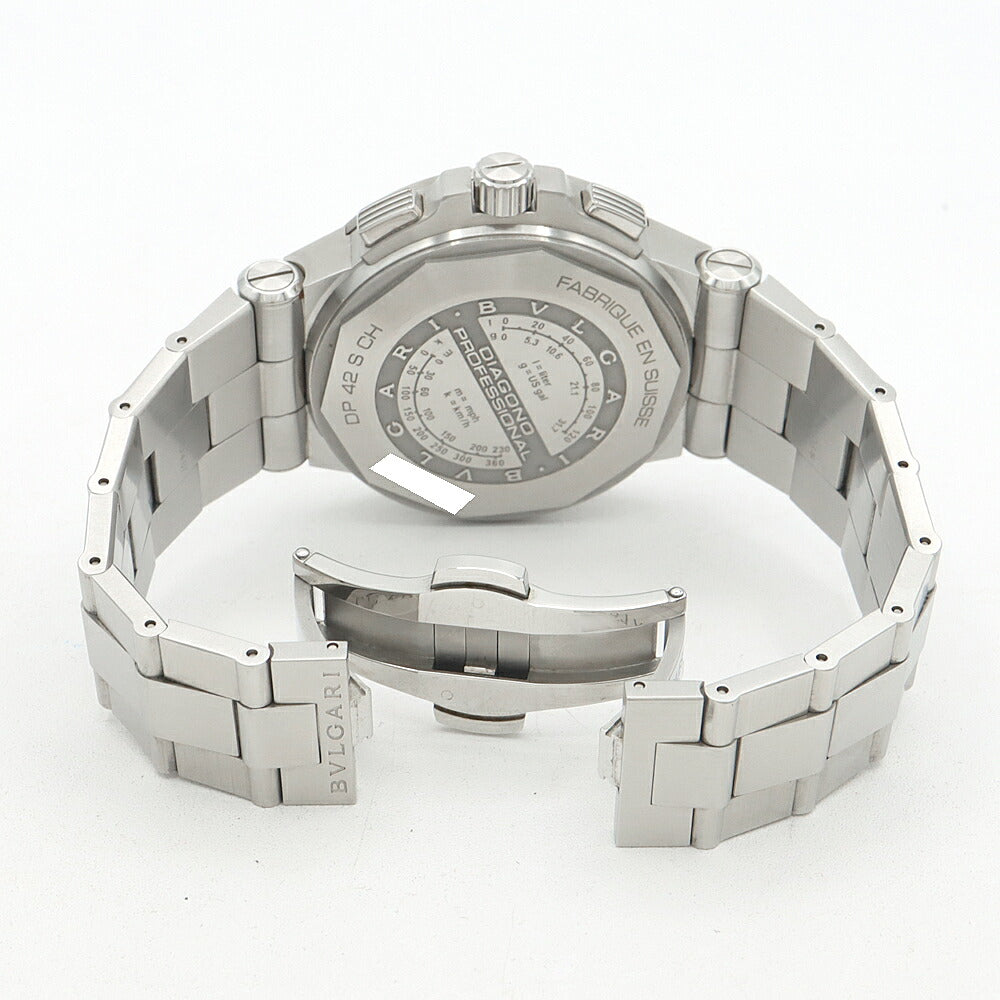 内部点検済 BVLGARI ブルガリ ディアゴノ プロフェッショナル クロノグラフ DP42SCH デイト 黒 ブラック SS ステンレス メンズ 自動巻き【6ヶ月保証】 【腕時計】【中古】