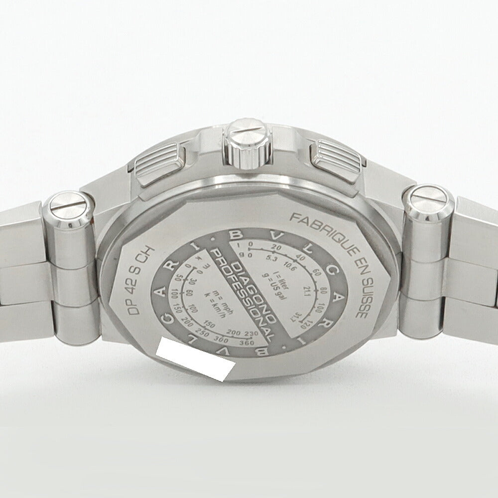 内部点検済 BVLGARI ブルガリ ディアゴノ プロフェッショナル クロノグラフ DP42SCH デイト 黒 ブラック SS ステンレス メンズ 自動巻き【6ヶ月保証】 【腕時計】【中古】