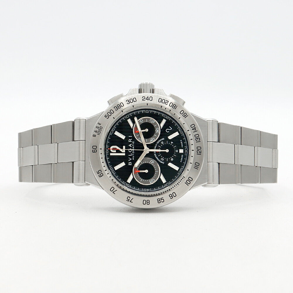 内部点検済 BVLGARI ブルガリ ディアゴノ プロフェッショナル クロノグラフ DP42SCH デイト 黒 ブラック SS ステンレス メンズ 自動巻き【6ヶ月保証】 【腕時計】【中古】