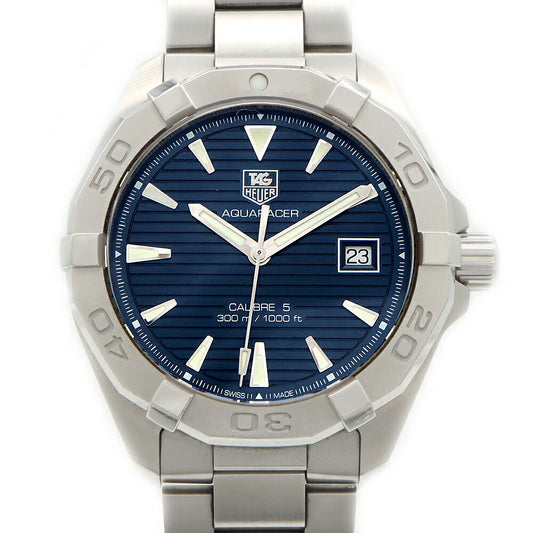 TAG Heuer タグホイヤー アクアレーサー キャリバー5 WAY2112 デイト 300m防水 青 ブルー SS ステンレス メンズ 自動巻き【6ヶ月保証】【腕時計】【中古】
