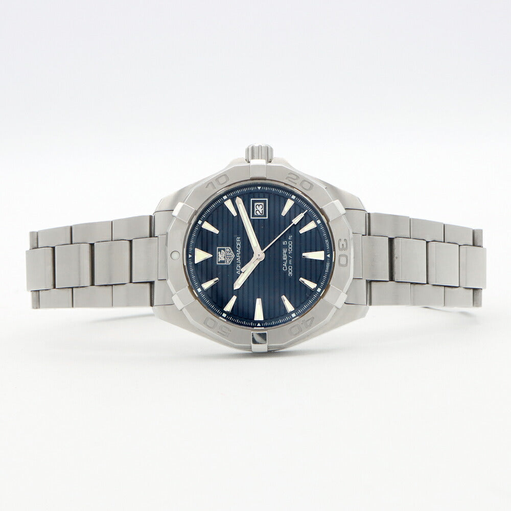 TAG Heuer タグホイヤー アクアレーサー キャリバー5 WAY2112 デイト 300m防水 青 ブルー SS ステンレス メンズ 自動巻き【6ヶ月保証】【腕時計】【中古】