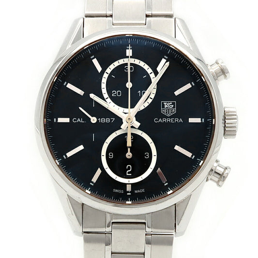 TAG Heuer タグホイヤー カレラ キャリバー1887 クロノグラフ CAR2110 BA0720 デイト 100m防水 裏スケ 黒 ブラック SS ステンレス メンズ 自動巻き【6ヶ月保証】【腕時計】【中古】