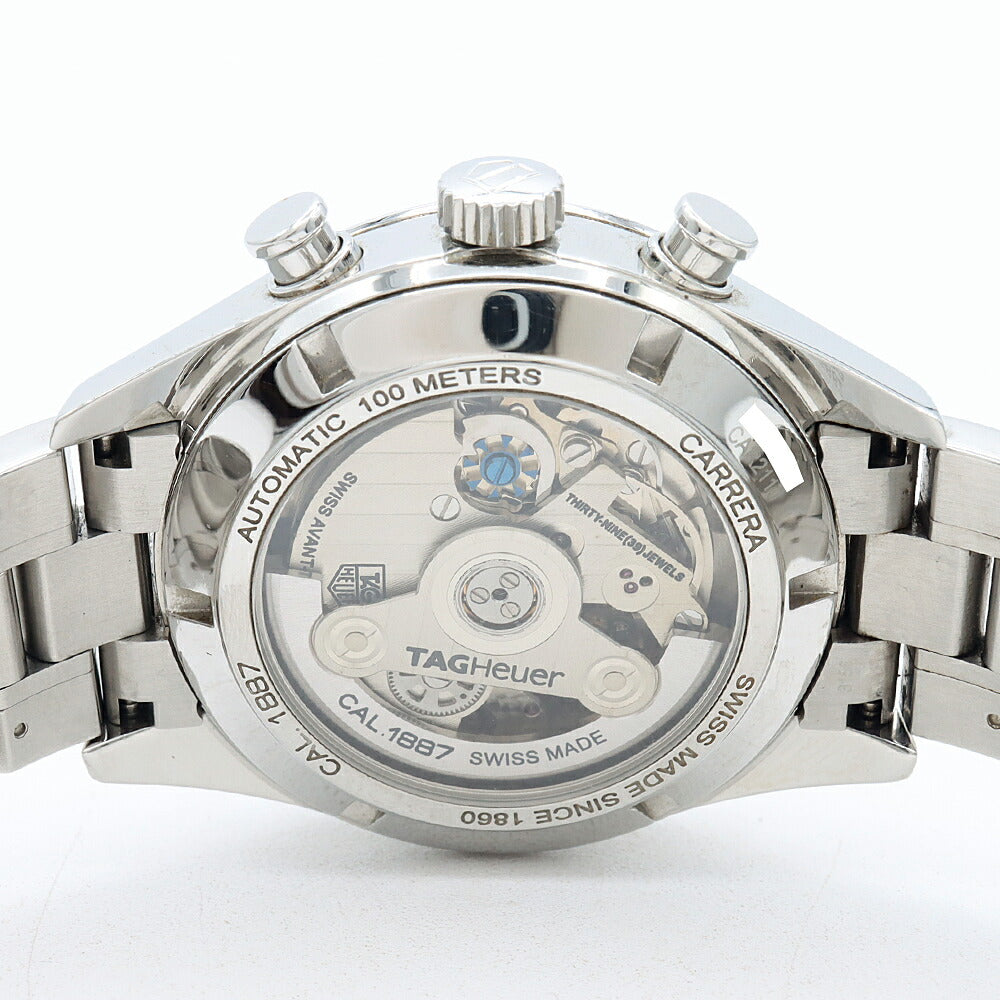 TAG Heuer タグホイヤー カレラ キャリバー1887 クロノグラフ CAR2110 BA0720 デイト 100m防水 裏スケ 黒 ブラック SS ステンレス メンズ 自動巻き【6ヶ月保証】【腕時計】【中古】