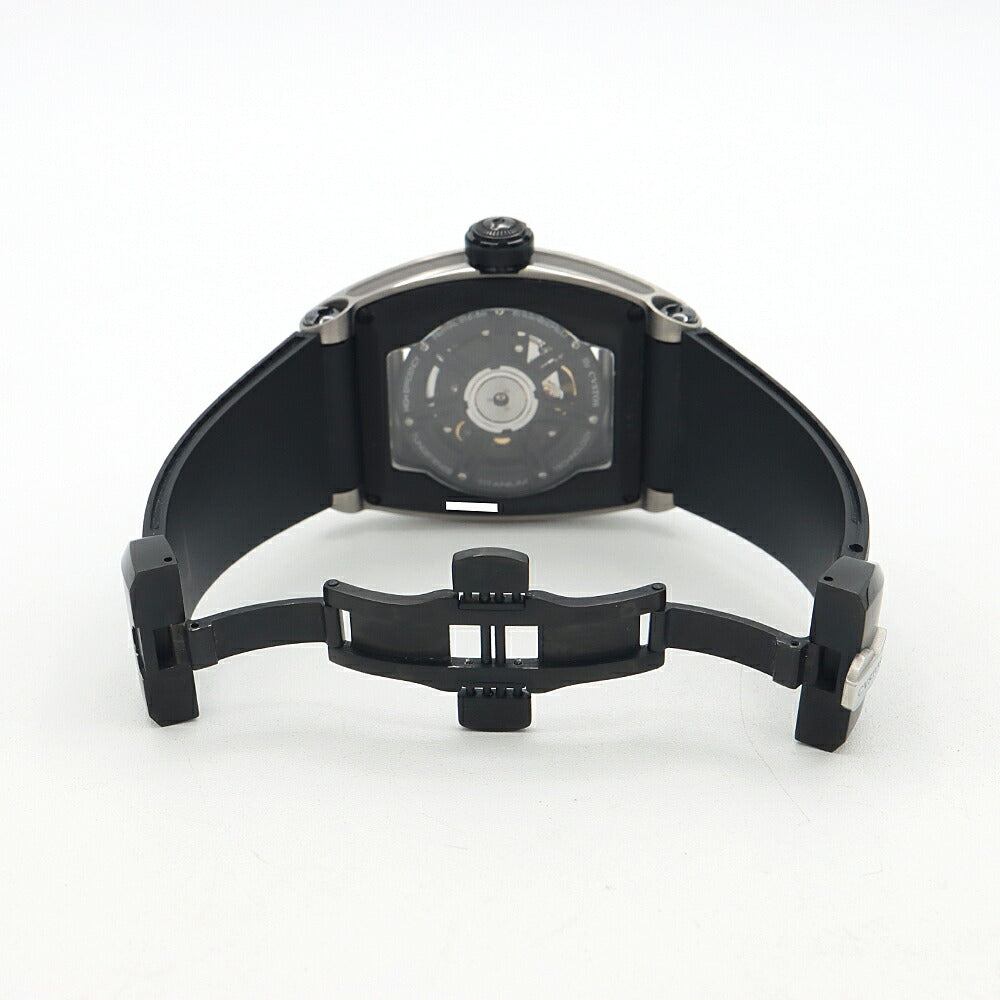 内部点検済 CVSTOS クストス チャレンジ ジェットライナーII プティセコンド CVT-JET2-PS デイト 100m防水 スケルトン 黒 ブラック Ti チタン 純正ベルト 純正尾錠 メンズ 自動巻き【6ヶ月保証】【腕時計】【中古】