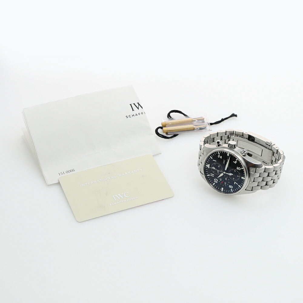 IWC インターナショナルウォッチカンパニー パイロットウォッチ クロノグラフ IW377701 デイデイト スモールセコンド 黒 ブラック SS ステンレス メンズ 自動巻き【6ヶ月保証】【腕時計】【中古】