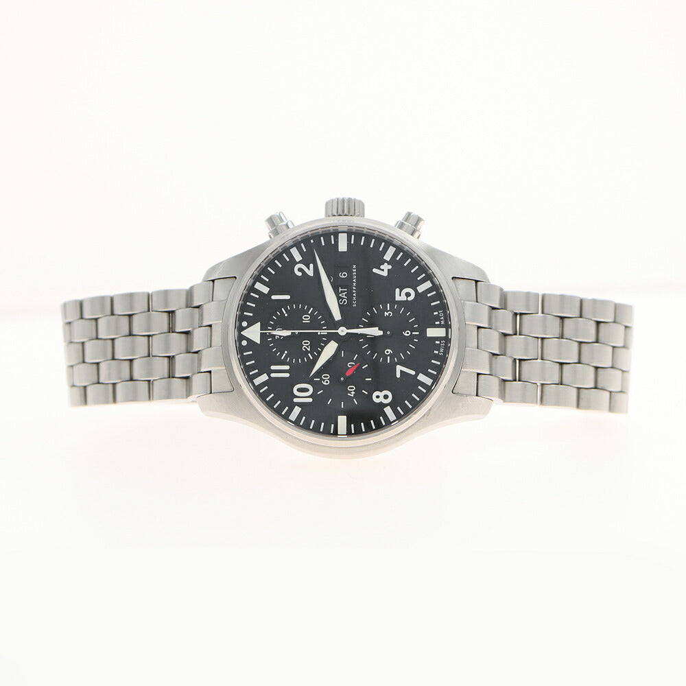 IWC インターナショナルウォッチカンパニー パイロットウォッチ クロノグラフ IW377701 デイデイト スモールセコンド 黒 ブラック SS ステンレス メンズ 自動巻き【6ヶ月保証】【腕時計】【中古】