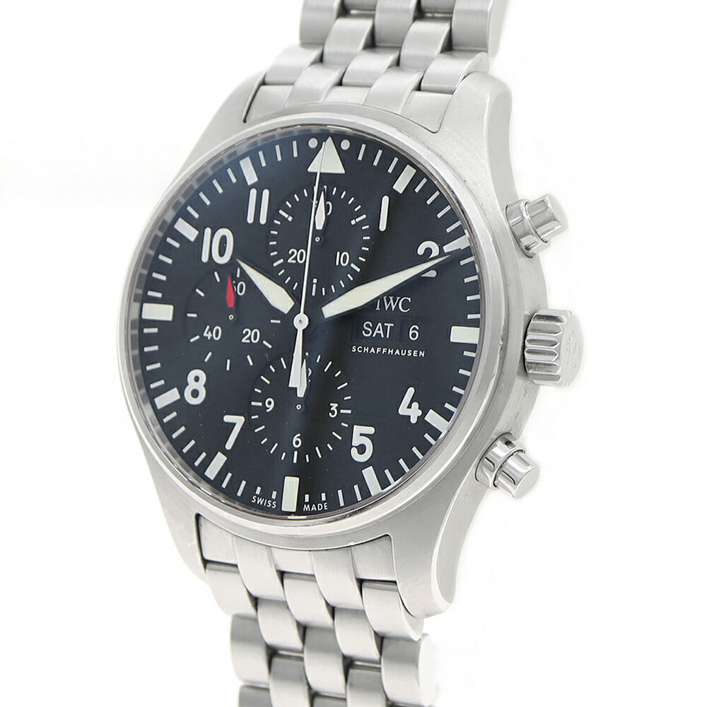 IWC インターナショナルウォッチカンパニー パイロットウォッチ クロノグラフ IW377701 デイデイト スモールセコンド 黒 ブラック SS ステンレス メンズ 自動巻き【6ヶ月保証】【腕時計】【中古】