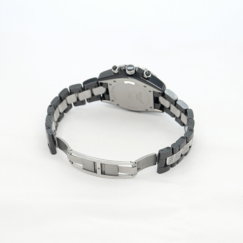 CHANEL シャネル J12 クロノグラフ 41mm 2重ダイヤベゼル H1009 デイト 200m防水 スモールセコンド 黒 ブラック CE セラミック SS ステンレス アフターダイヤ メンズ 自動巻き【6ヶ月保証】【腕時計】【中古】